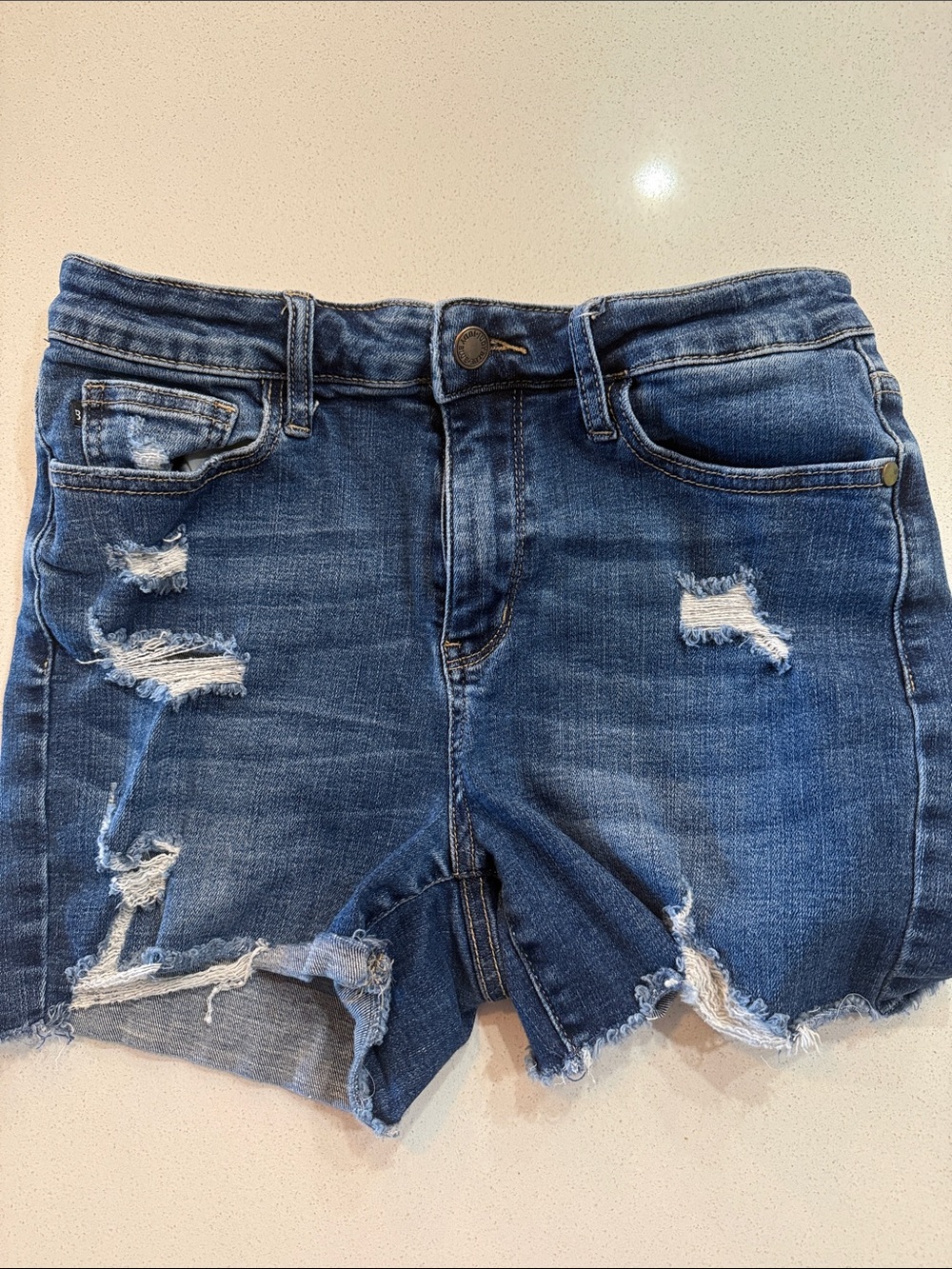 Judy Blue Distressed Blue Denim Women’s Shorts Size Medium